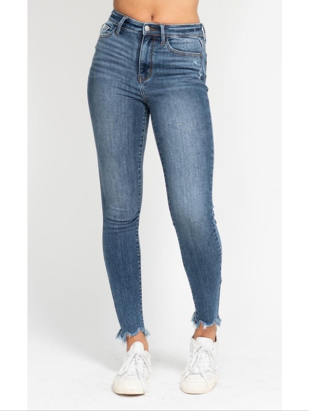 Judy Blue Skinny Fit Raw Hem Ankle Cropped Jeans
